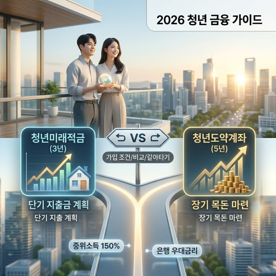 2026년 청년미래적금 가입 조건 및 청년도약계좌 갈아타기 수익률 비교 인포그래픽