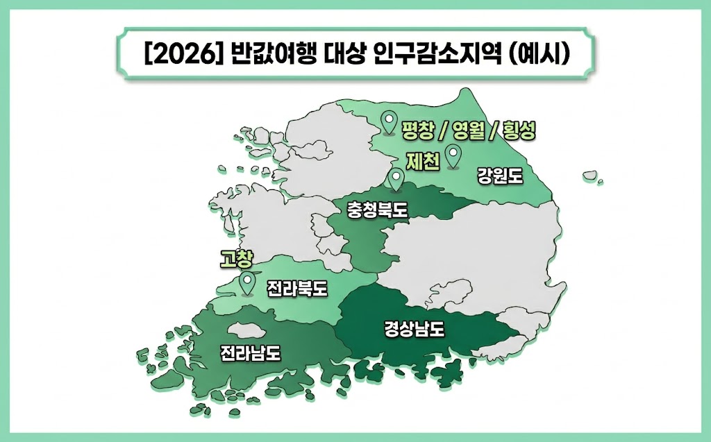 인구감소지역 반값여행 대상 지역 16곳 지도