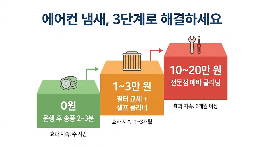 차량 에어컨 냄새 제거 비용별 3단계 해결법