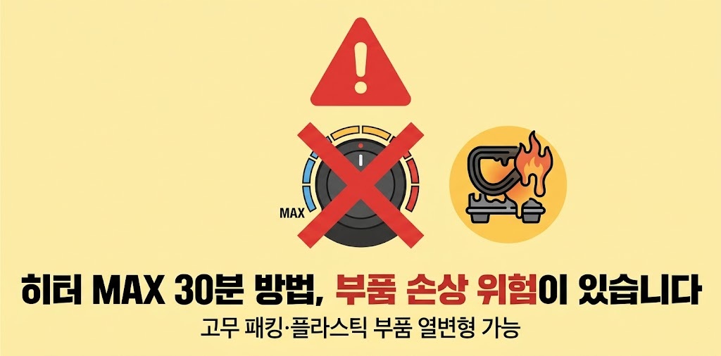 히터 30분 에어컨 냄새 제거 속설 부품 손상 위험