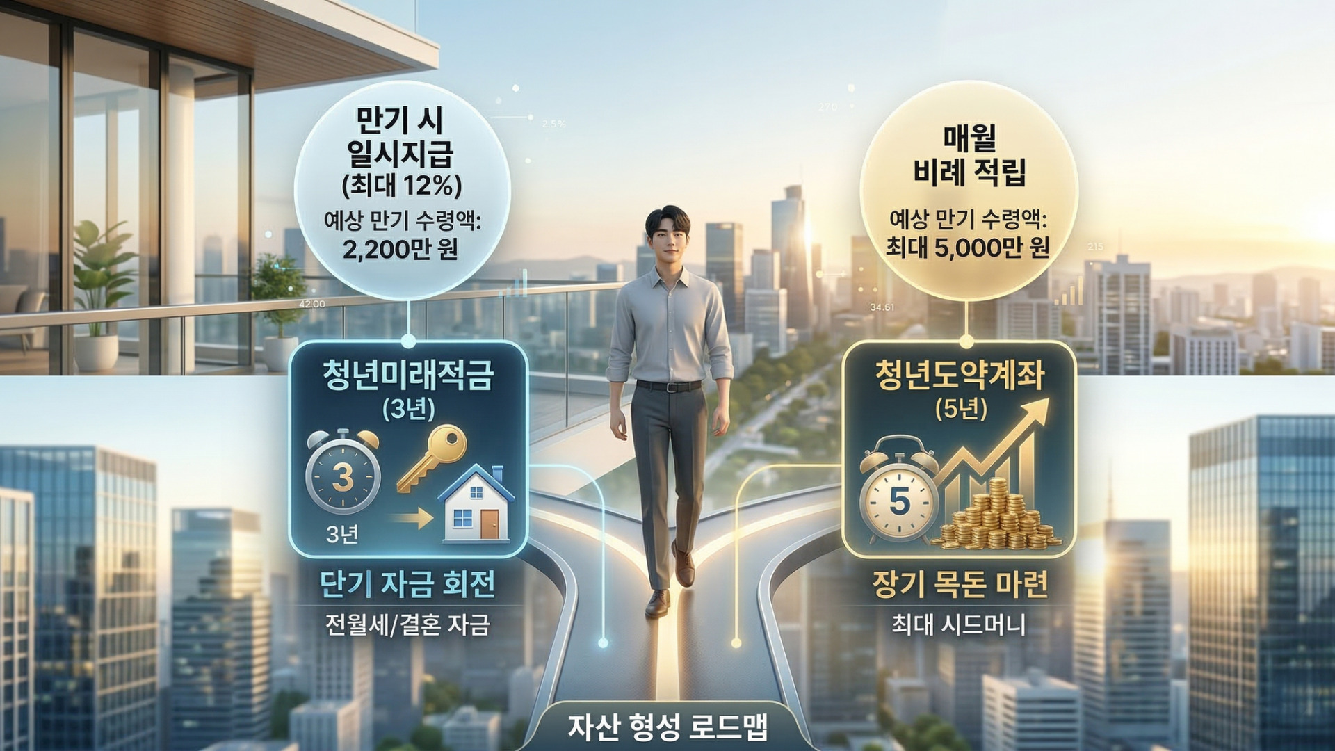 청년미래적금 청년도약계좌 만기 및 예상 수령액 비교 인포그래픽