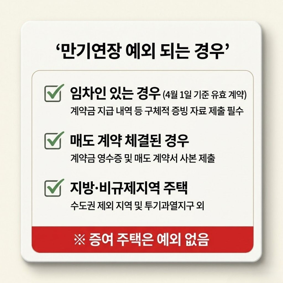 2026 다주택자 주담대 만기연장 예외 조건 체크리스트