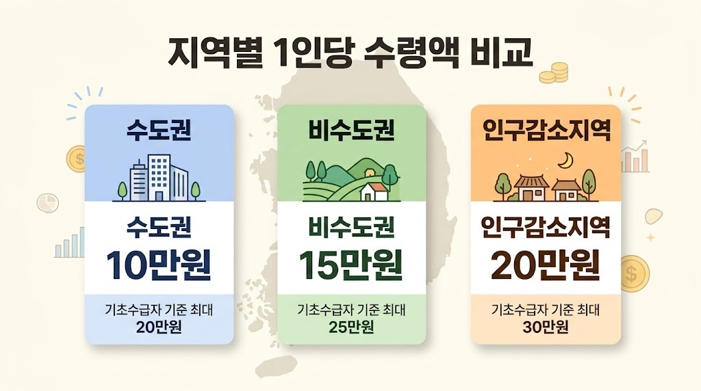 2026 민생지원금 지역별 수령액 비교