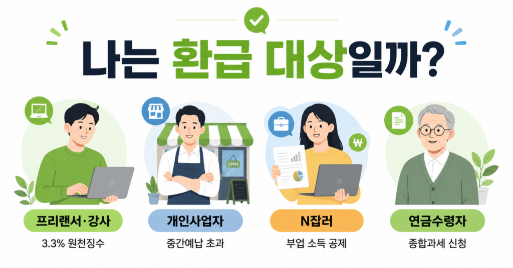 종합소득세 환급 대상 유형별 정리 - 프리랜서 개인사업자 N잡러