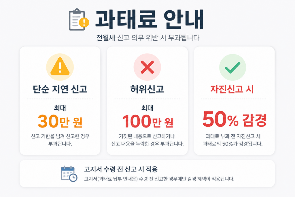 전월세 신고제 미신고 과태료 금액 기준표