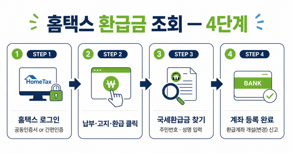 홈택스 종합소득세 환급금 조회 단계별 경로 안내