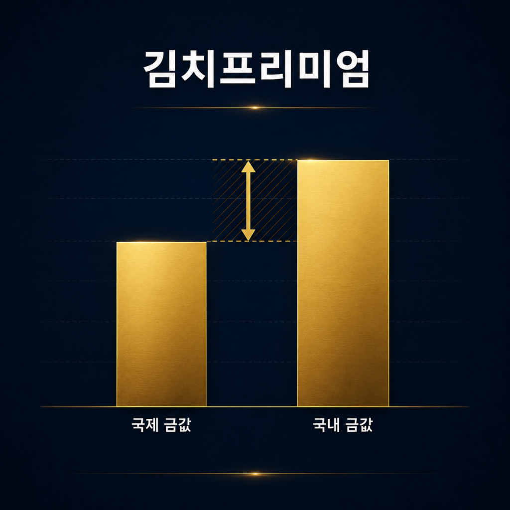 국내외 금값 격차 김치프리미엄을 보여주는 그래프 일러스트